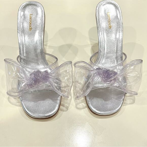 NEW Larroude The Mariah Heels in Clear Silver - Picture 4 of 10